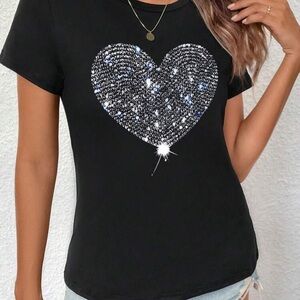 Black Heart Graphic Women's Top